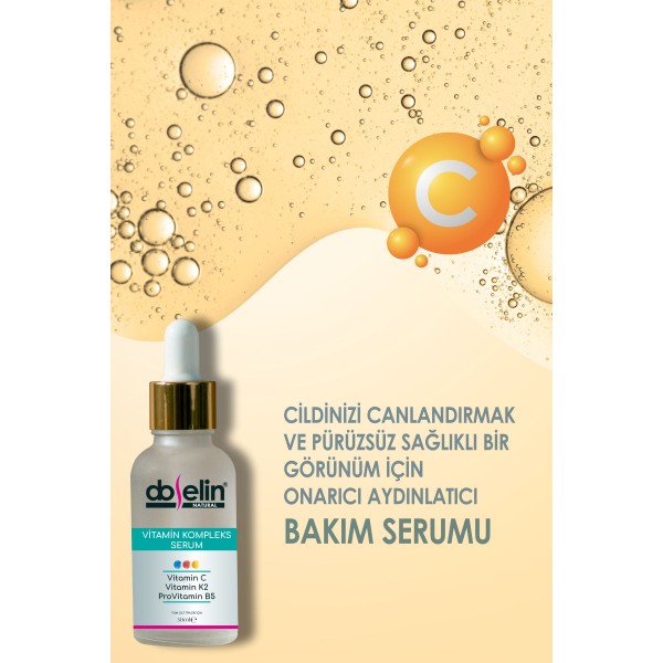 Aydınlatıcı, Eşitleyici Cilt Bakım Serumu C Vitamin,K2,ProviTamin B5 30ml