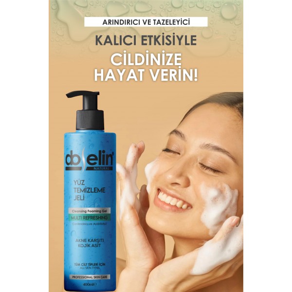 Yüz Temizleme Jeli-Normal/Karma Ciltler–Akne, Siyah Nokta–Kojik Asit 400ml